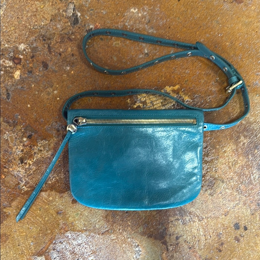 HOBO Blue Leather Crossbody Bag with Modern Design